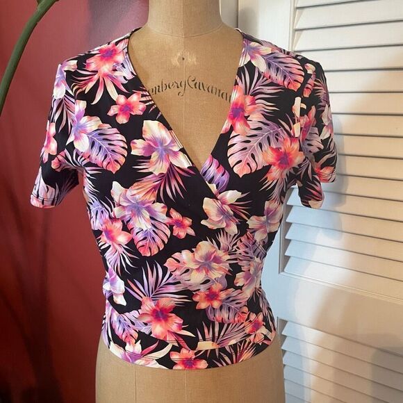 VS PINK | tie wrap floral crop top L - Picture 1 of 7